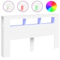 VidaXL Wezgłowie łóżka z LED, białe, 180x18,5x103,5 cm