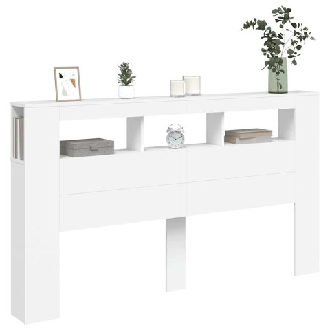 VidaXL Wezgłowie łóżka z LED, białe, 180x18,5x103,5 cm