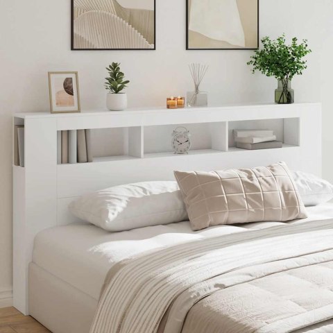 VidaXL Wezgłowie łóżka z LED, białe, 200x18,5x103,5 cm