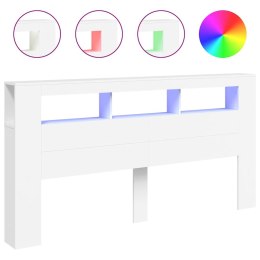 VidaXL Wezgłowie łóżka z LED, białe, 200x18,5x103,5 cm