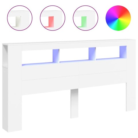 VidaXL Wezgłowie łóżka z LED, białe, 200x18,5x103,5 cm
