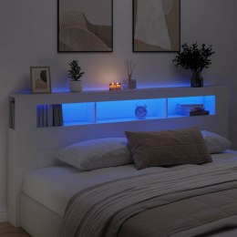 VidaXL Wezgłowie łóżka z LED, białe, 220x18,5x103,5 cm