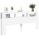 VidaXL Wezgłowie łóżka z LED, białe, 220x18,5x103,5 cm