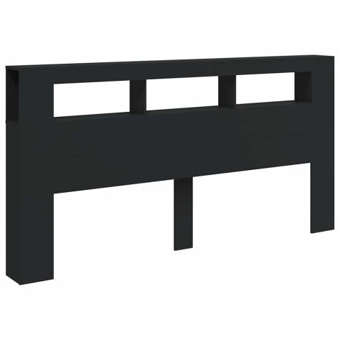 VidaXL Wezgłowie łóżka z LED, czarne, 200x18,5x103,5 cm