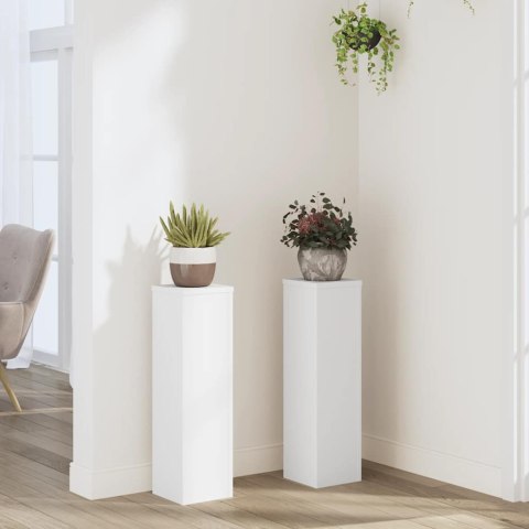 VidaXL Podstawki pod doniczki, 2 szt., białe, 17x17x60 cm