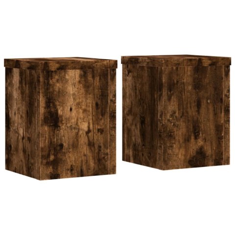 VidaXL Podstawki pod doniczki, 2 szt., przydymiony dąb, 15x15x20 cm