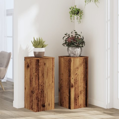 VidaXL Podstawki pod doniczki, 2 szt., stare drewno, 30x30x70 cm