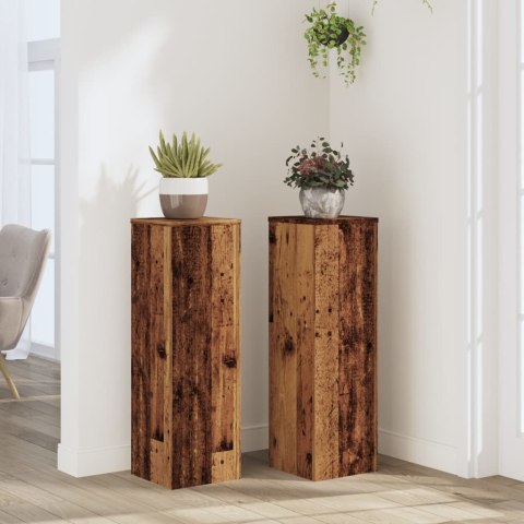 VidaXL Stojaki na rośliny, 2 szt., stare drewno, 25x25x80 cm