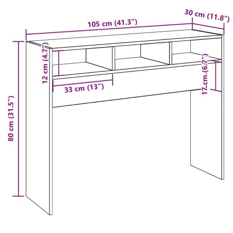 VidaXL Stolik konsolowy, stare drewno, 105x30x80 cm