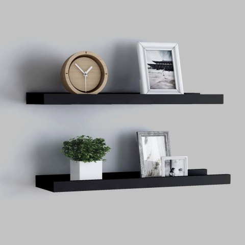 PÓŁKI ŚCIENNE NA ZDJĘCIA 2 SZT CZARNE 40X9X3CM