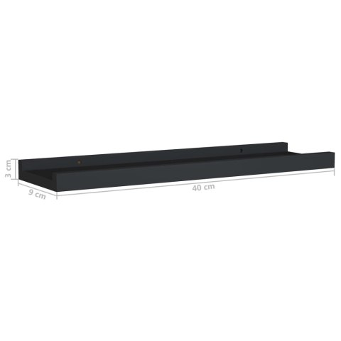 PÓŁKI ŚCIENNE NA ZDJĘCIA 2 SZT CZARNE 40X9X3CM