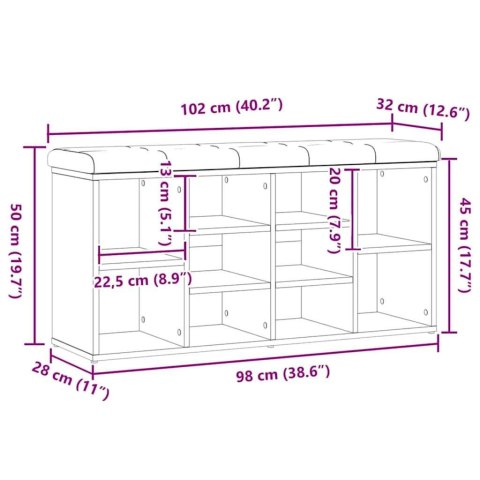VidaXL Ławka na buty dąb artisan 102x32x50 cm Drewno klejone