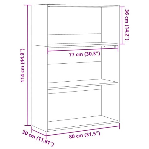 VidaXL Regał na książki, biały, 80x30x114 cm, materiał drewnopochodny