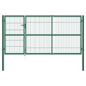 BRAMA OGRODOWA ZE SŁUPKAMI 350X140 CM, STAL, ZIELONA