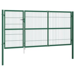 VidaXL Brama ogrodowa ze słupkami 350x140 cm, stal, zielona