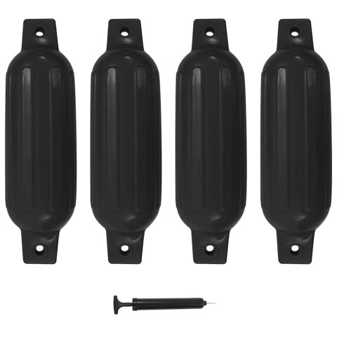 VidaXL Odbojnice do łodzi, 4 szt., czarne, 41x11,5 cm, PVC