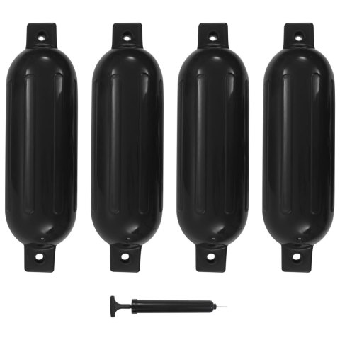 VidaXL Odbojnice do łodzi, 4 szt., czarne, 51x14 cm, PVC