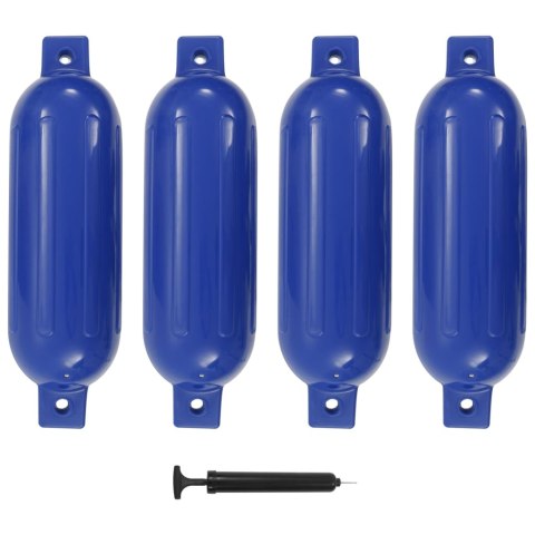 VidaXL Odbojnice do łodzi, 4 szt., niebieskie, 51x14 cm, PVC