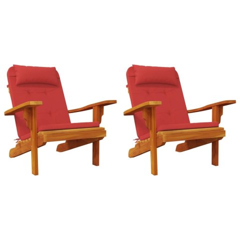 VidaXL Poduszki na krzesła Adirondack, 2 szt, czerwone, tkanina Oxford