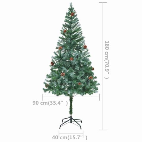 VidaXL Sztuczna choinka z lampkami, bombkami i szyszkami, 180 cm