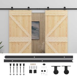 VidaXL Drzwi przesuwne 2 pcs Naturalny i czarny Lite drewno sosnowe