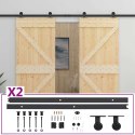 VidaXL Drzwi przesuwne 2 pcs Naturalny i czarny Lite drewno sosnowe
