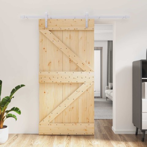DRZWI PRZESUWNE NATURALNE I BIAŁE 100X210CM