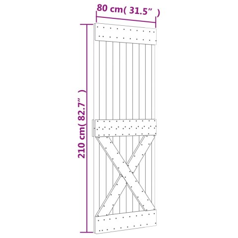 DRZWI PRZESUWNE NATURALNE I BIAŁE 80X210CM