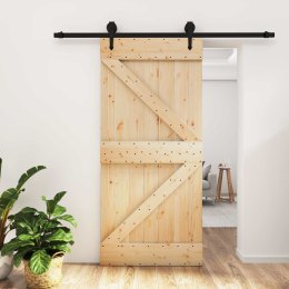DRZWI PRZESUWNE NATURALNY I CZARNY 95X210CM