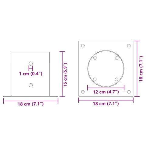 VidaXL Okrągły kotwicy gruntowej 12 pcs antracytowy 18 x 18 x 15 cm