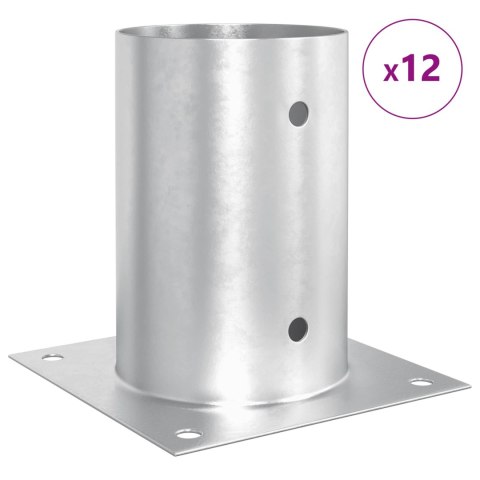 VidaXL Okrągły kotwicy gruntowej 12 pcs srebrny 15 x 15 x 15 cm Metal