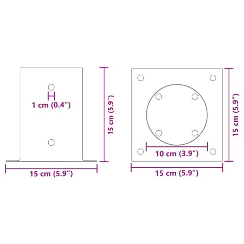 VidaXL Okrągły kotwicy gruntowej 12 pcs srebrny 15 x 15 x 15 cm Metal