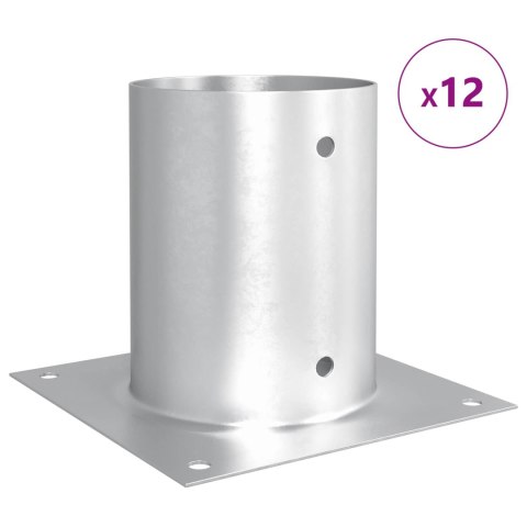 VidaXL Okrągły kotwicy gruntowej 12 pcs srebrny 18 x 18 x 15 cm Metal