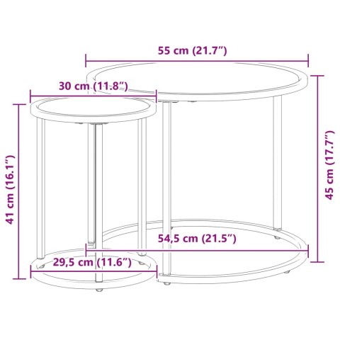 VidaXL Zestaw stolików kawowych 2 pcs 55 x 55 x 45 cm stal