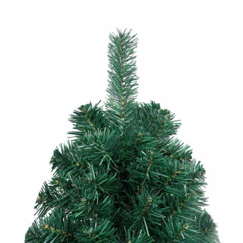 VidaXL Choinka z lampkami i bombkami, połówka, zielona, 180 cm