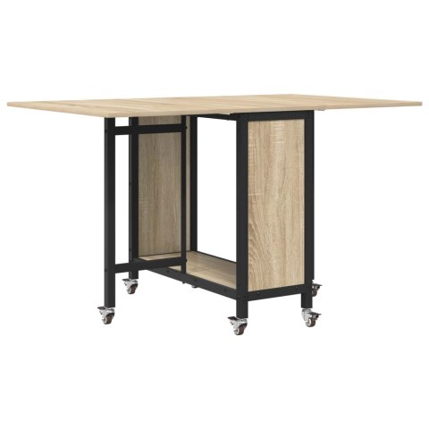 VidaXL Składany stół jadalny z kółkami 130 x 80 x 76,5 cm stal PB