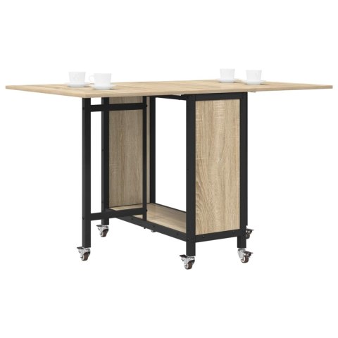 VidaXL Składany stół jadalny z kółkami 130 x 80 x 76,5 cm stal PB