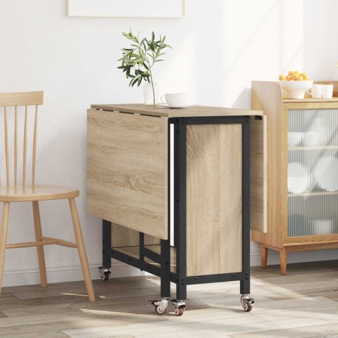 VidaXL Składany stół jadalny z kółkami 130 x 80 x 76,5 cm stal PB