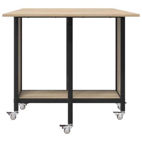 VidaXL Składany stół jadalny z kółkami 130 x 80 x 76,5 cm stal PB