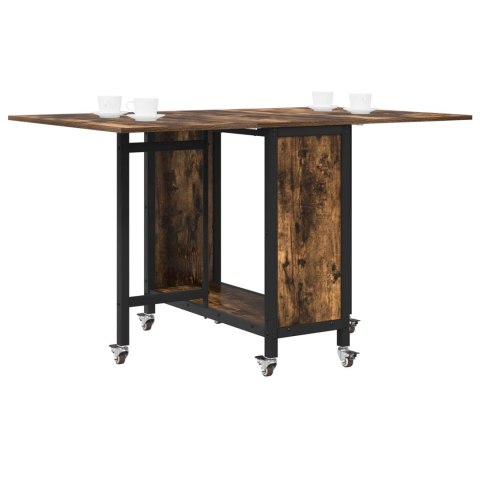 VidaXL Składany stół jadalny z kółkami 130 x 80 x 76,5 cm stal PB