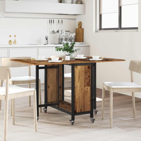 VidaXL Składany stół jadalny z kółkami 130 x 80 x 76,5 cm stal PB