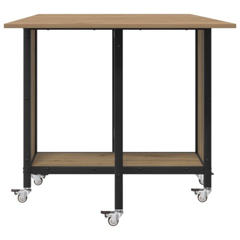 VidaXL Składany stół jadalny z kółkami 130 x 80 x 76,5 cm stal PB