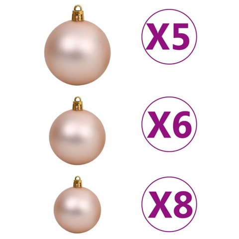 VidaXL Sztuczna choinka na zawiasach, 150 lampek LED i bombki, 120 cm