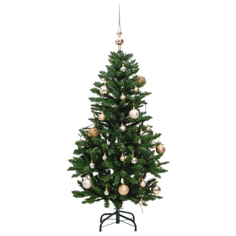 VidaXL Sztuczna choinka na zawiasach, 150 lampek LED i bombki, 150 cm