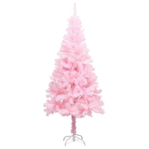 VidaXL Sztuczna choinka z lampkami i bombkami, różowa, 180 cm, PVC