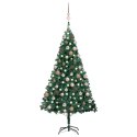 VidaXL Sztuczna choinka z lampkami i bombkami, zielona, 150 cm, PVC