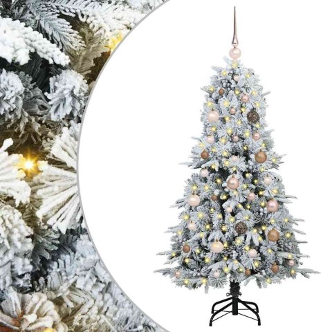 VidaXL Sztuczna choinka z zawiasami z podstawą Biały 150 cm PE i PVC