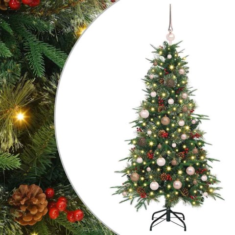 VidaXL Sztuczna choinka z zawiasami z podstawą Zielony 150 cm PE i PVC