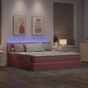 VidaXL Łóżko z paskami LED Z zagłówkiem Różowy 180 x 200 cm Aksamit