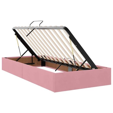 VidaXL Łóżko z paskami LED Z zagłówkiem Różowy 180 x 200 cm Aksamit